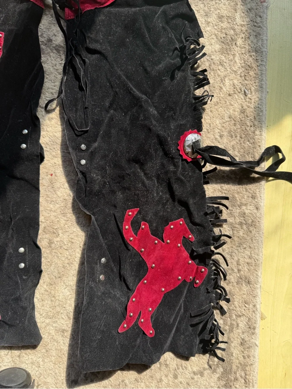Kids Black and Red Western-Inspired Costume Overalls